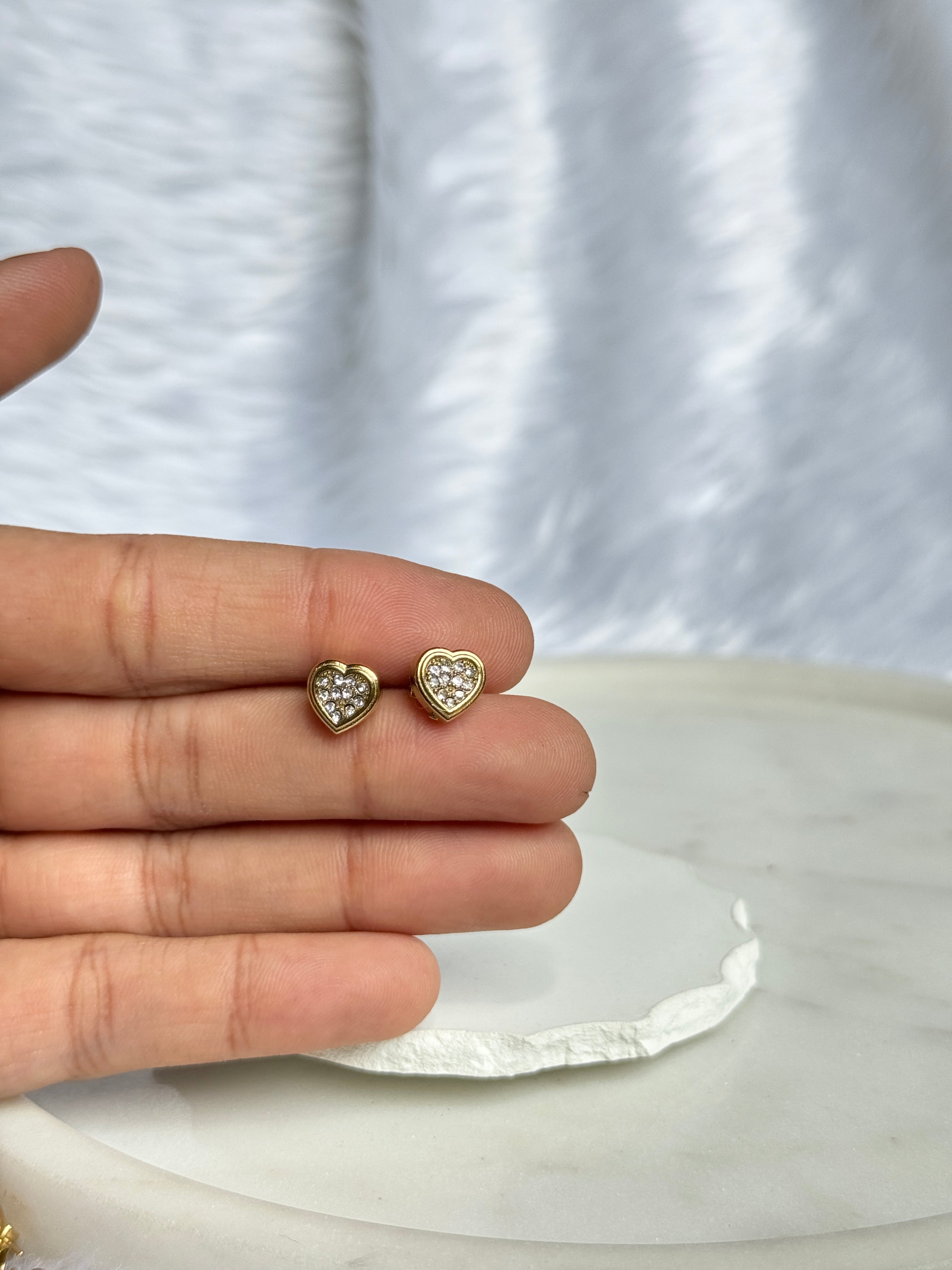 Small Heart Rhinestone Studs