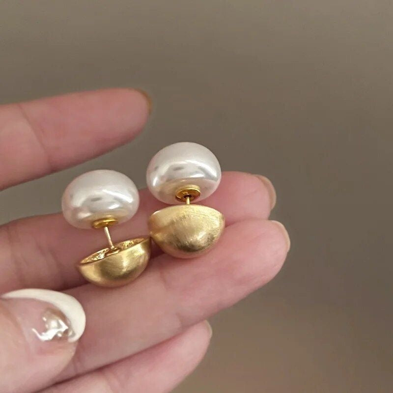 Dome Pearl Back Earring