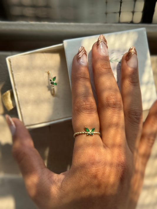 Emerald Butterfly Ring