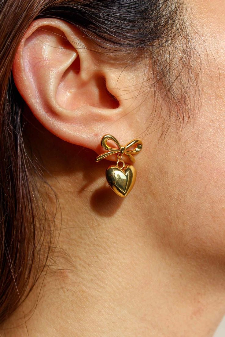 Bow Heart Combo 18k gold plated