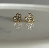 Pave Heart Rhinestone Studs